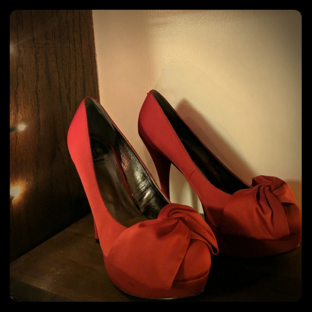 Bakers Holiday Red Stacked Heels